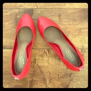 Coach Nala Patent Leather Heels in Coral, size 6.5